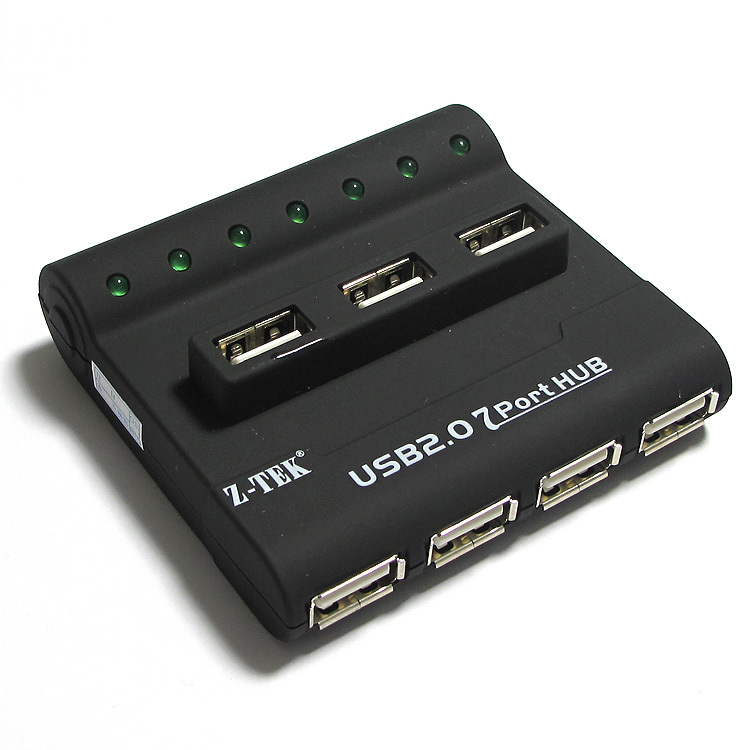 Z-TEK 力特 HUB USB2.0 带DC5V 4A电源可接2块移动硬盘